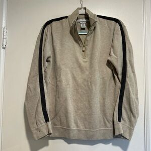 Vintage 90s Calvin Klein Mens Sz: M 100% Cotton Ribbed 1/4 Zip Tan Sweater.